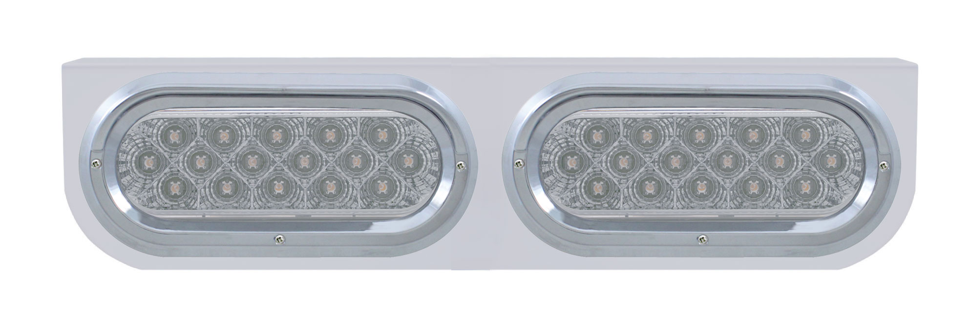 Stainless Steel Light Bracket W/ Two 16 Amber Led Oval Light W/ Visor - Clear Lens