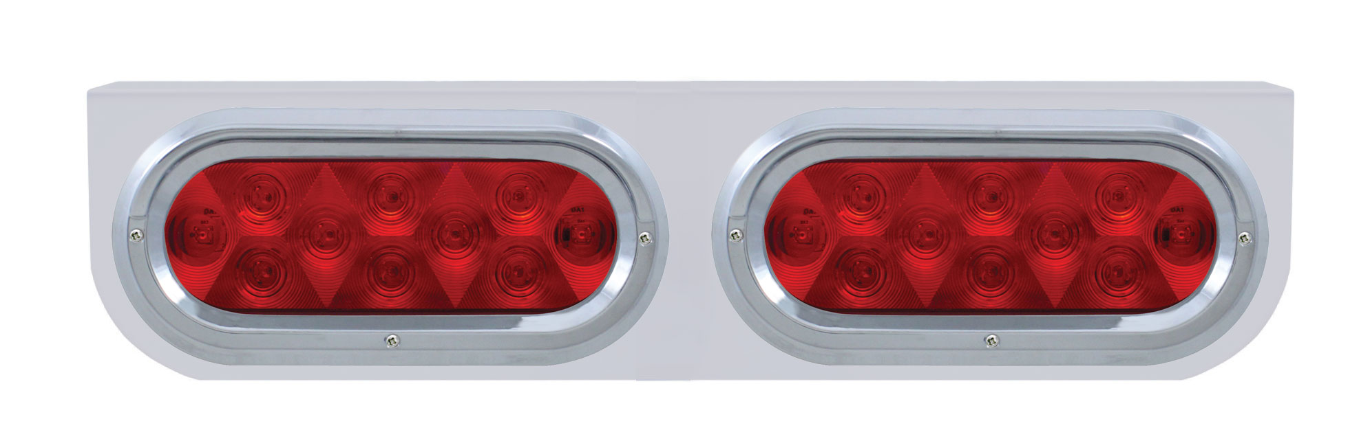 Stainless Steel Light Bracket W/ Two 10 Red Led Oval Light W/ Visor - Red Lens