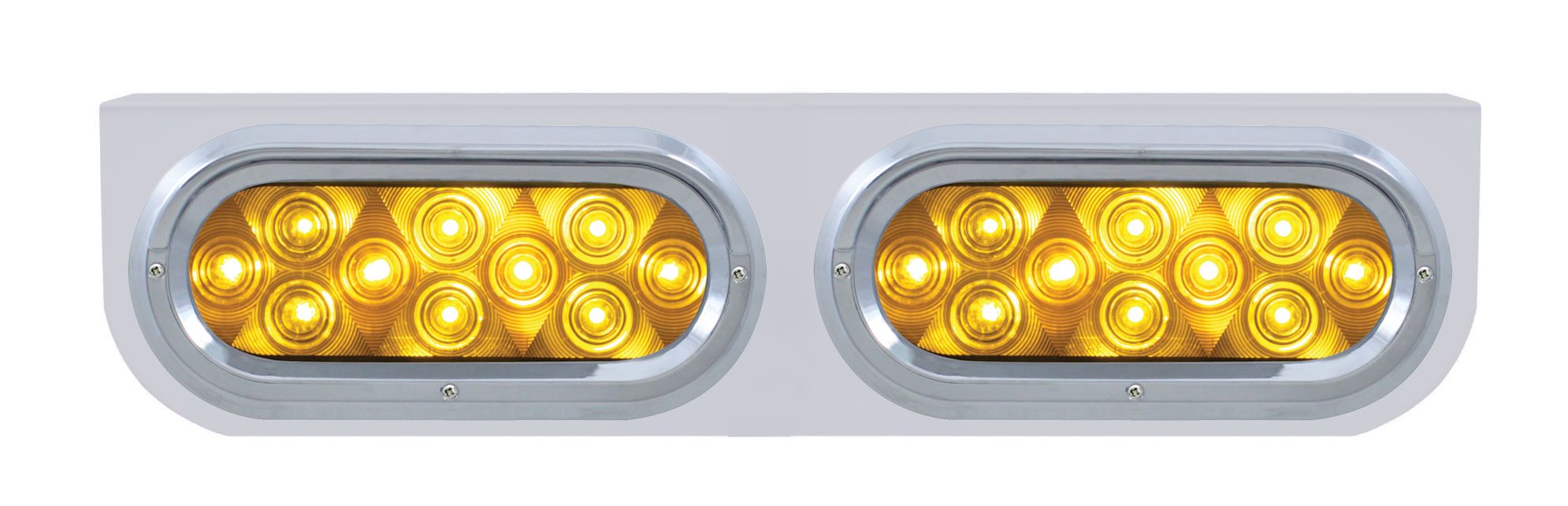Stainless Steel Light Bracket W/ Two 10 Amber Led Oval Light W/ Visor - Amber Lens