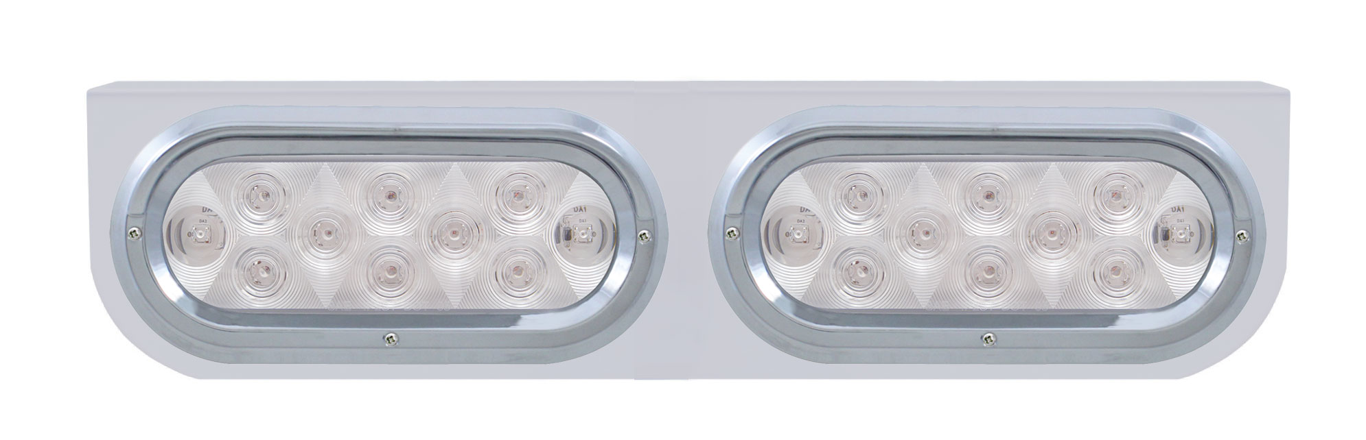 Stainless Steel Light Bracket W/ Two 10 Amber Led Oval Light W/ Visor - Clear Lens