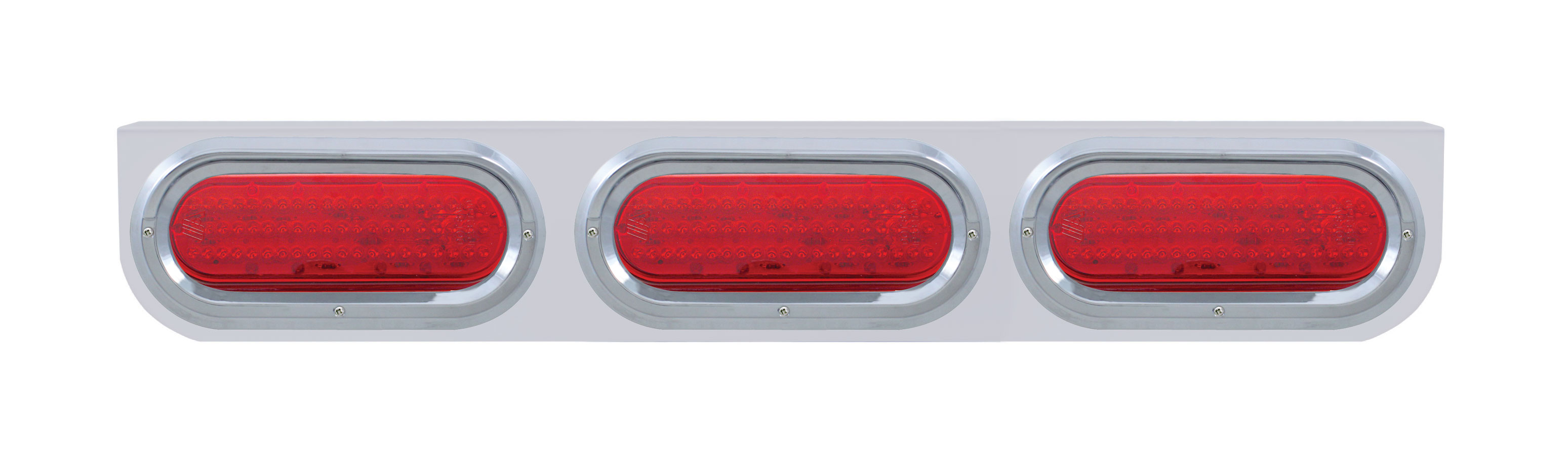 Stainless Steel Light Bracket W/ Three 60 Red Led Oval Light W/ Visor - Red Lens