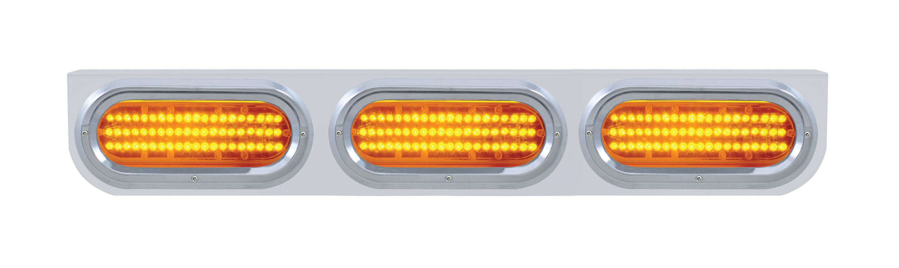 Stainless Steel Light Bracket W/ Three 60 Amber Led Oval Light W/ Visor - Amber Lens