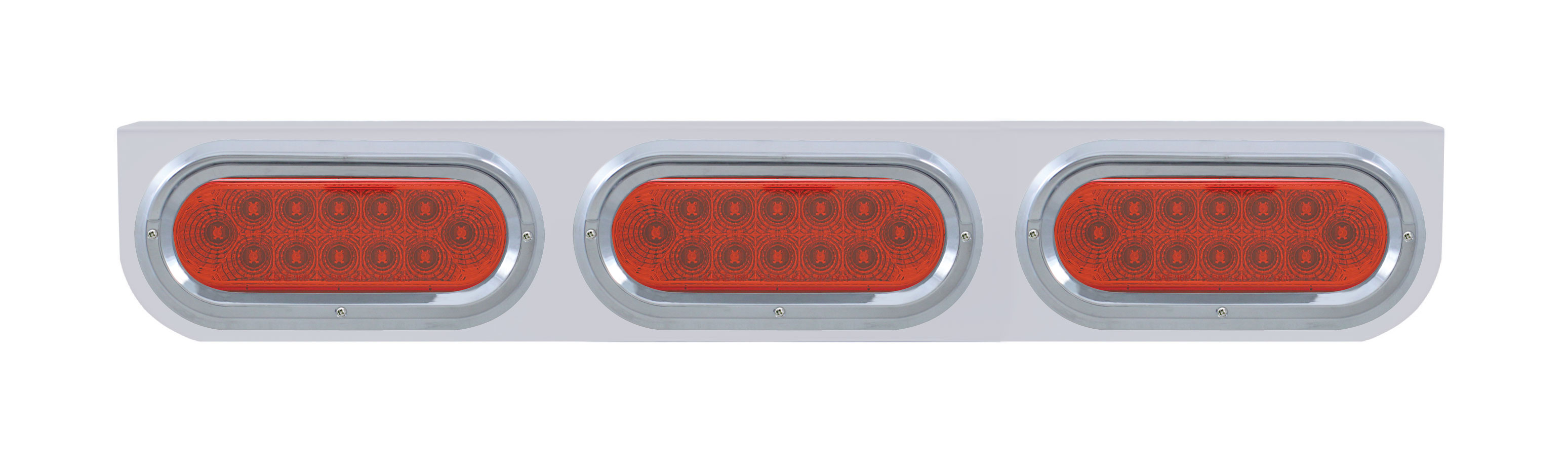Stainless Steel Light Bracket W/ Three 12 Red Led Oval Light W/ Visor - Red Lens