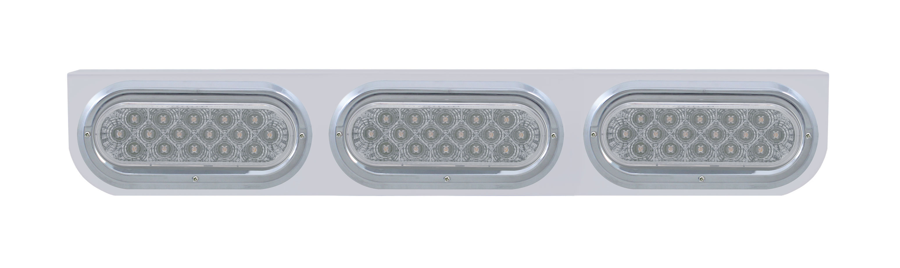 Stainless Steel Light Bracket W/ Three 16 Amber Led Oval Light W/ Visor - Clear Lens