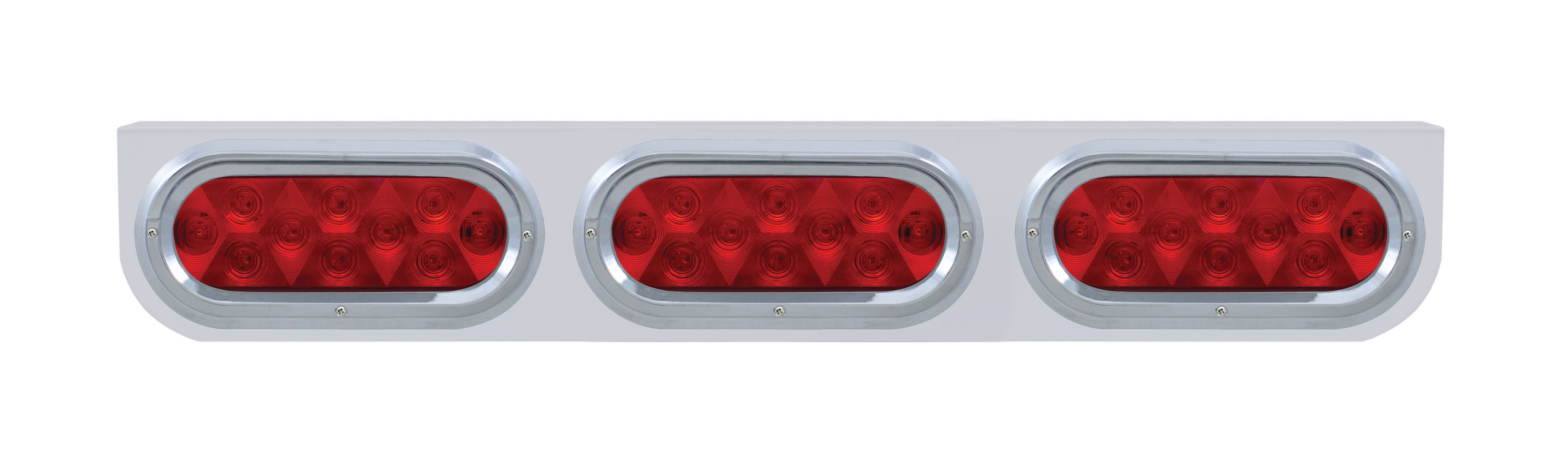 Stainless Steel Light Bracket W/ Three 10 Red Led Oval Light W/ Visor - Red Lens
