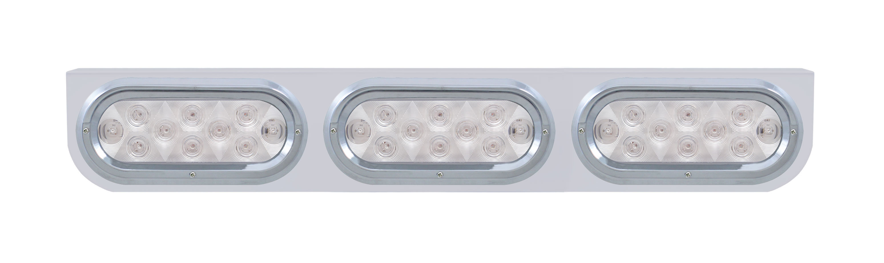 Stainless Steel Light Bracket W/ Three 10 Amber Led Oval Light W/ Visor - Clear Lens