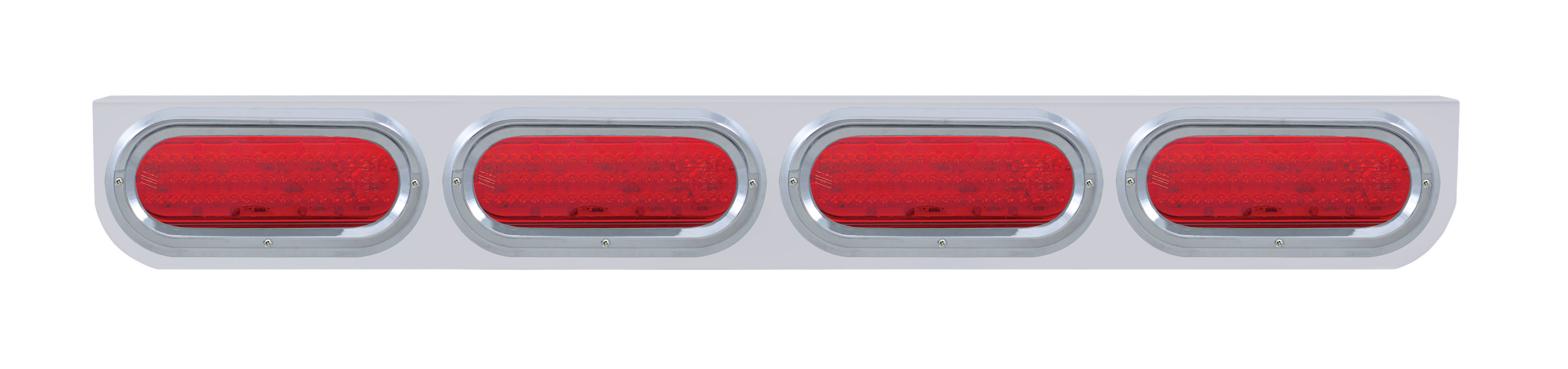 Stainless Steel Light Bracket W/ Four 60 Red Led Oval Light W/ Visor - Red Lens