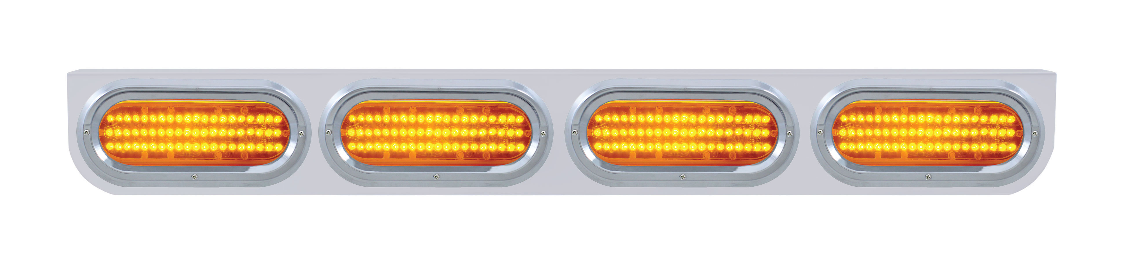 Stainless Steel Light Bracket W/ Four 60 Amber Led Oval Light W/ Visor - Amber Lens