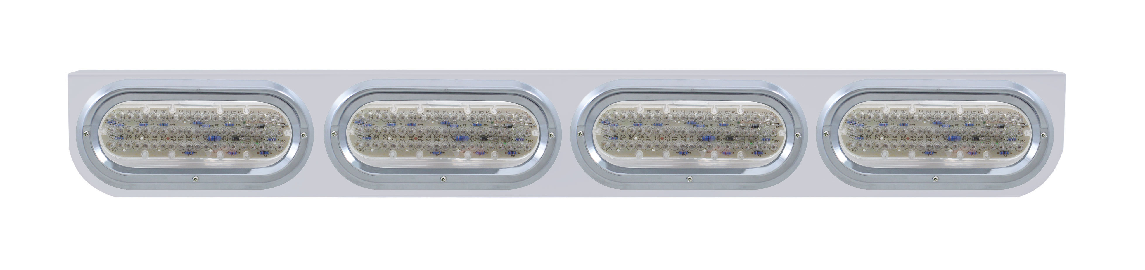 Stainless Steel Light Bracket W/ Four 60 Amber Led Oval Light W/ Visor - Clear Lens