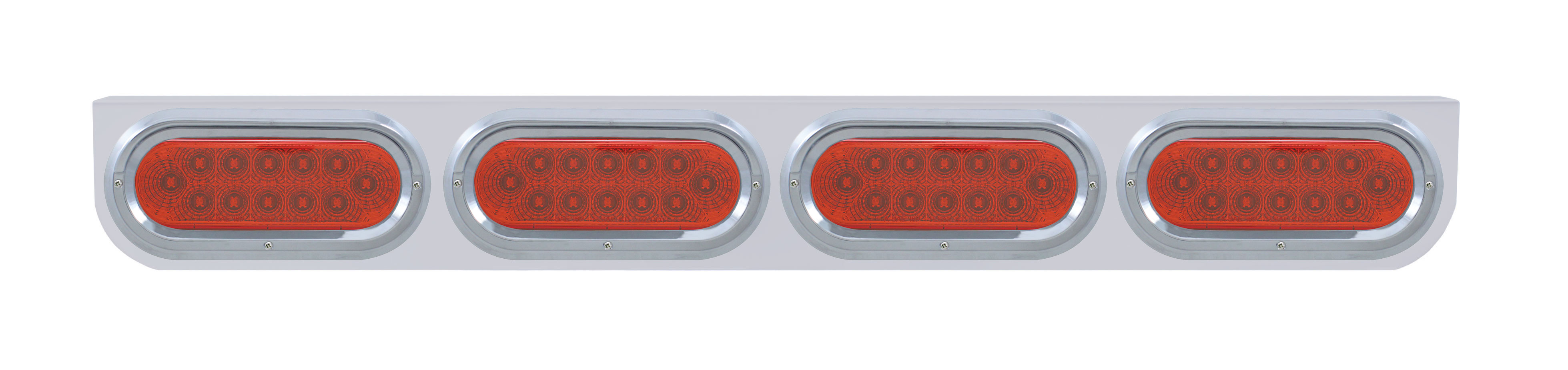 Stainless Steel Light Bracket W/ Four 12 Red Led Oval Light W/ Visor - Red Lens