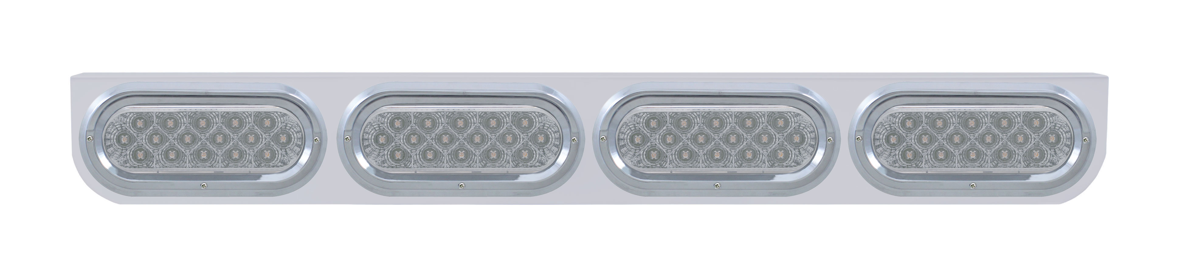 Stainless Steel Light Bracket W/ Four 16 Amber Led Oval Light W/ Visor - Clear Lens