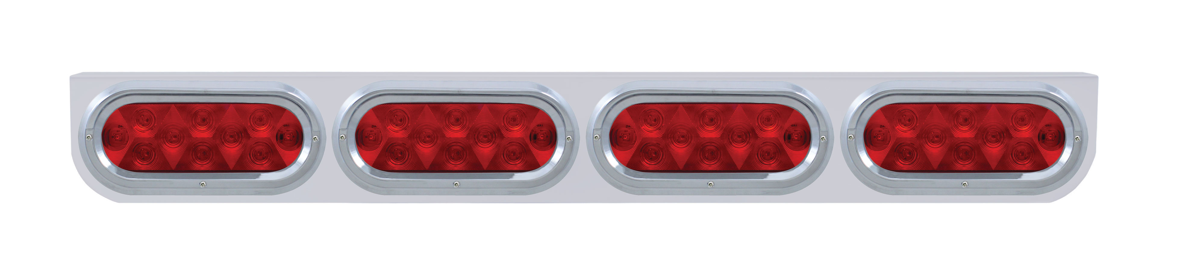 Stainless Steel Light Bracket W/ Four 10 Red Led Oval Light W/ Visor - Red Lens