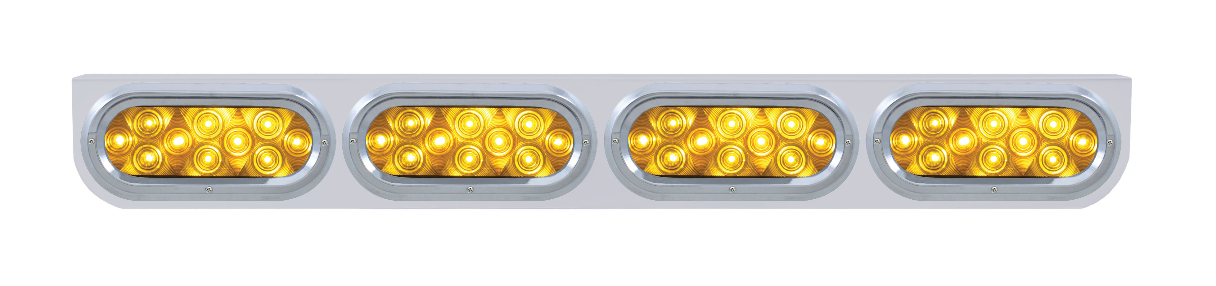 Stainless Steel Light Bracket W/ Four 10 Amber Led Oval Light W/ Visor - Amber Lens