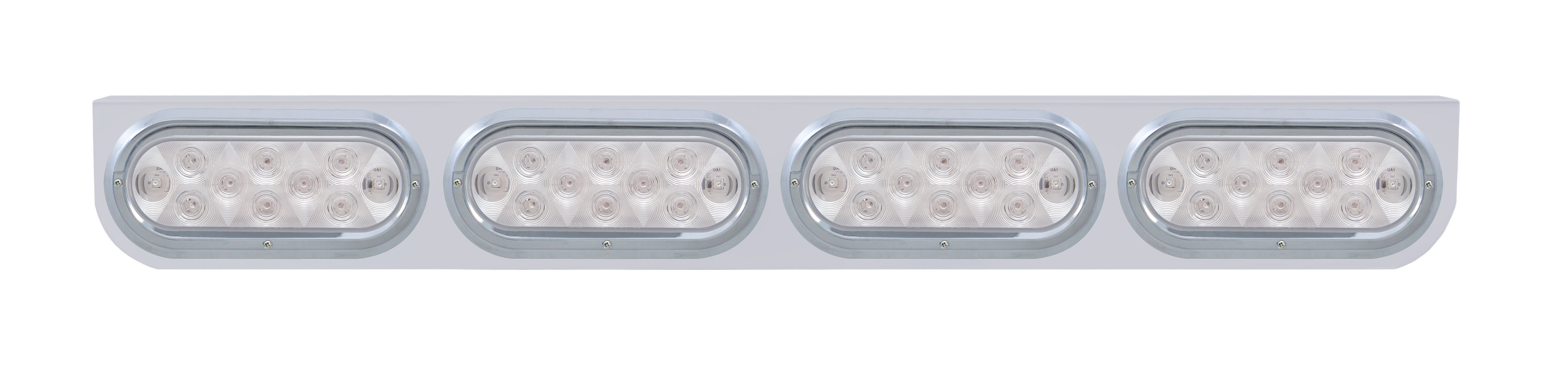 Stainless Steel Light Bracket W/ Four 10 Amber Led Oval Light W/ Visor - Clear Lens