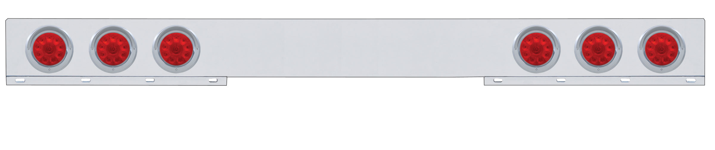 Chrome 1 Piece Rear Light Bar W/ Six 10 Red Led 4" Light W/ Visor - Red Lens