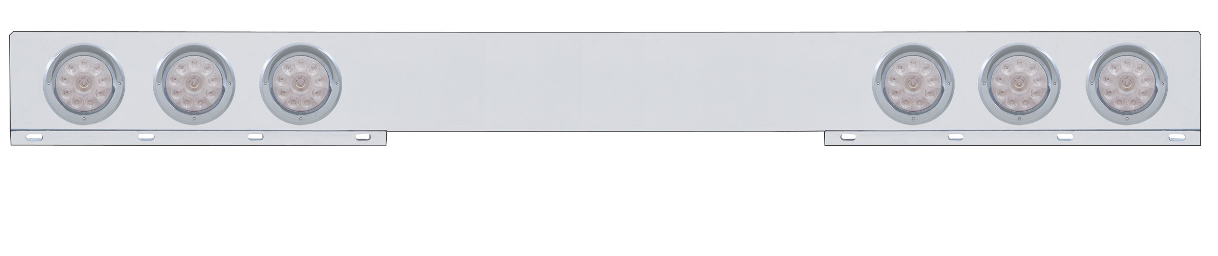 Chrome 1 Piece Rear Light Bar W/ Six 10 Red Led 4" Light W/ Visor - Clear Lens