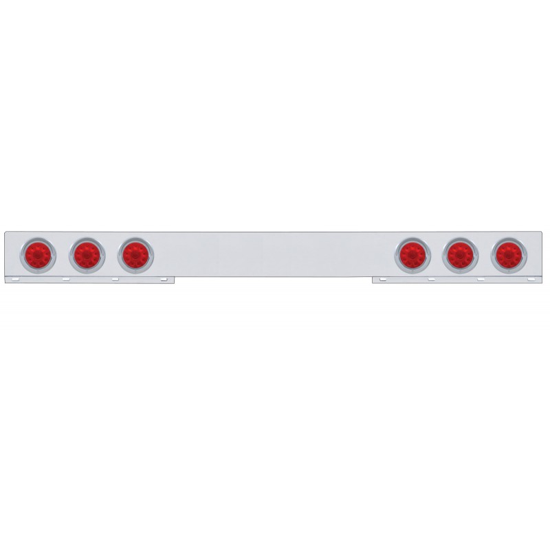 Stainless Steel 1 Piece Rear Light Bar W/ Six 10 Red Led 4" Light W/ Visor - Red Lens