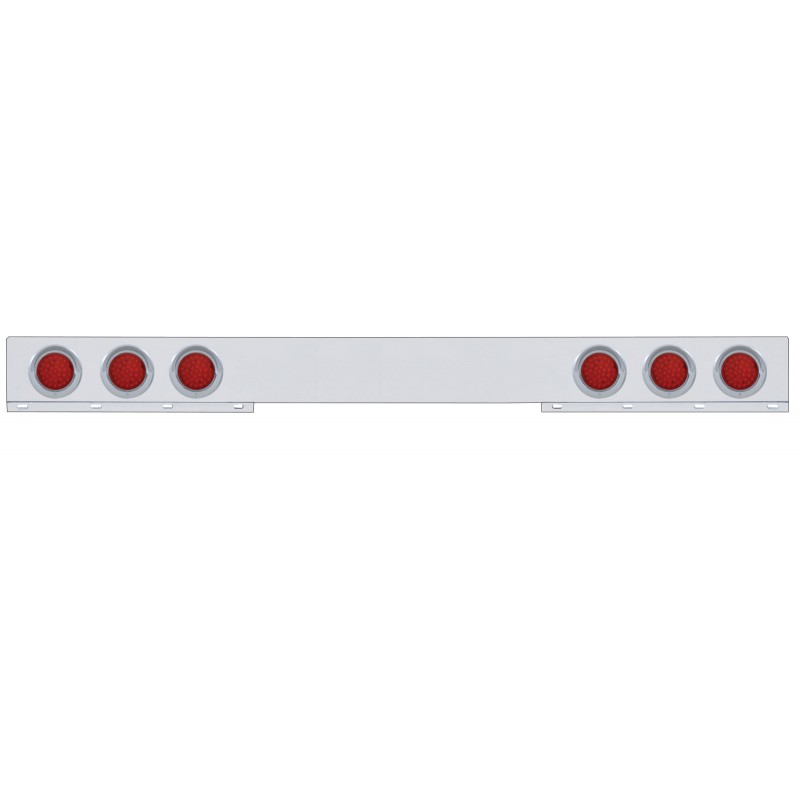 Chrome 1 Piece Rear Light Bar W/ Six 36 Red Led 4" Economy Light W/ Visor - Red Lens