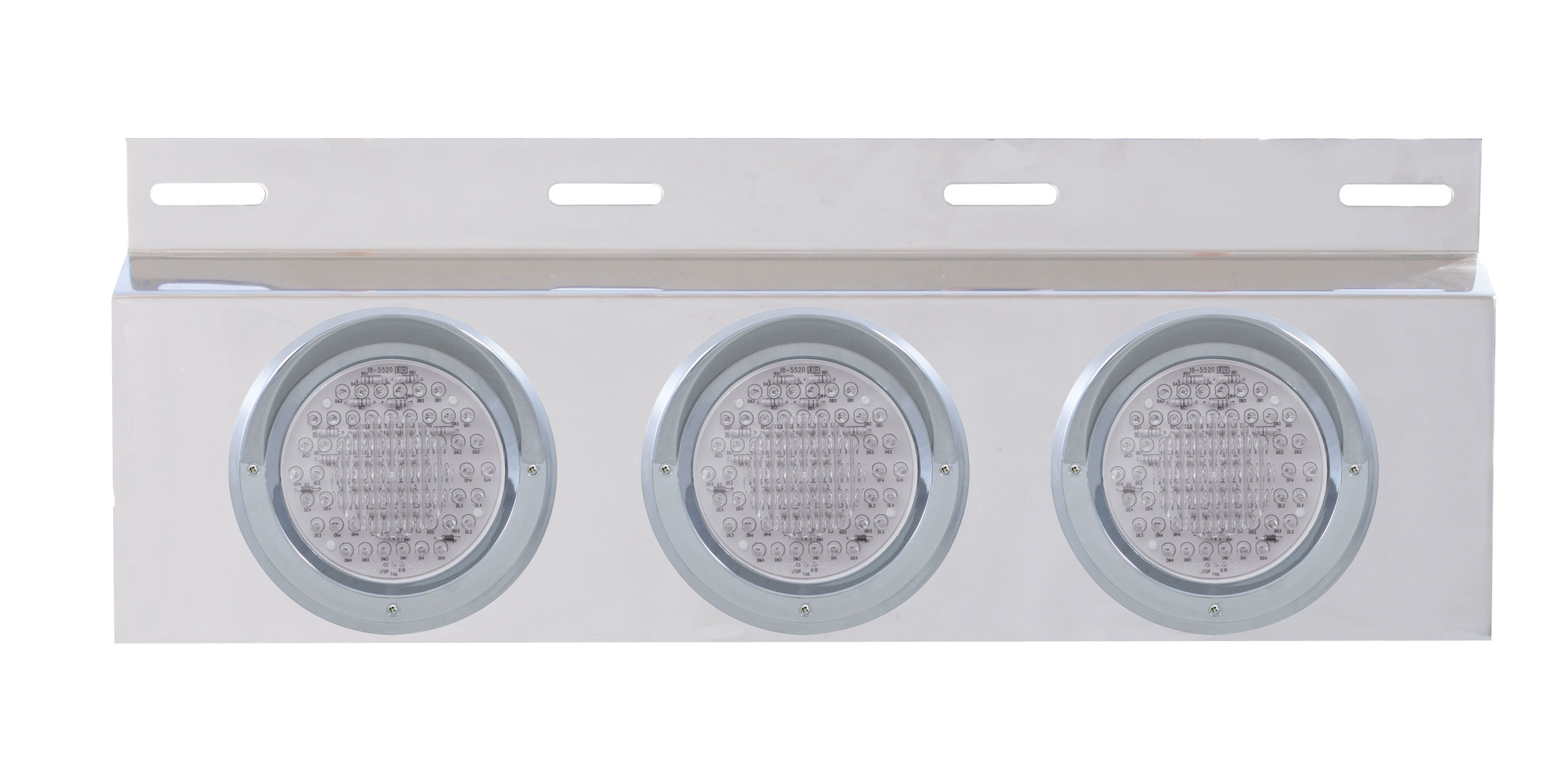 Stainless Steel Top Mud Flap Light Bracket W/ Three 60 Led 4" Light W/ Visor - Clear Lens