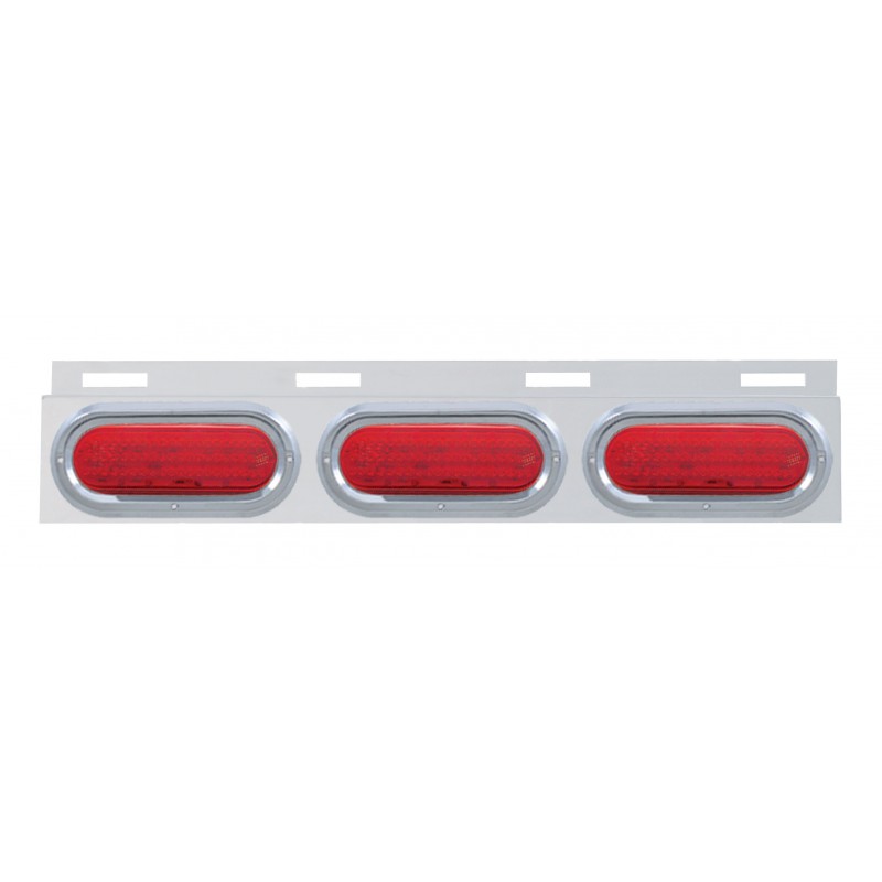 Stainless Steel Top Mud Flap Light Bracket W/ Three 60 Led Oval Light W/ Visor - Red Lens