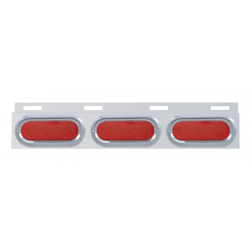 Stainless Steel Top Mud Flap Light Bracket W/ Three 19 Led Oval Light W/ Visor - Red Lens