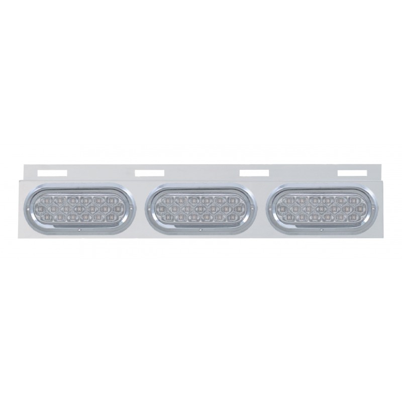 Stainless Steel Top Mud Flap Light Bracket W/ Three 19 Led Oval Light W/ Visor - Clear Lens