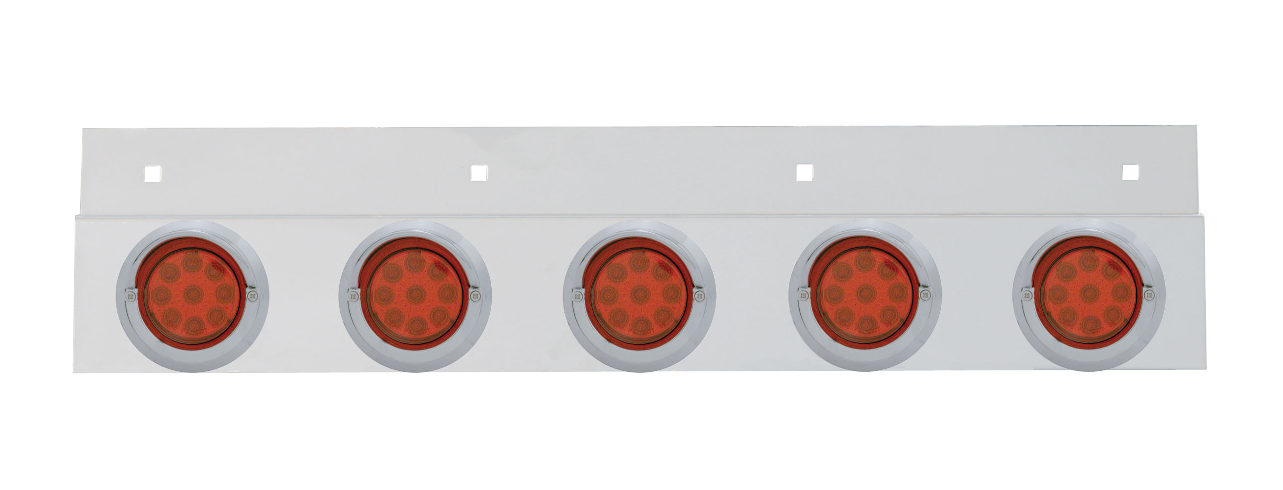 Stainless Steel Top Mud Flap Light Bracket W/ Five 9 Led 2" Reflector Light W/ Visor - Red Lens