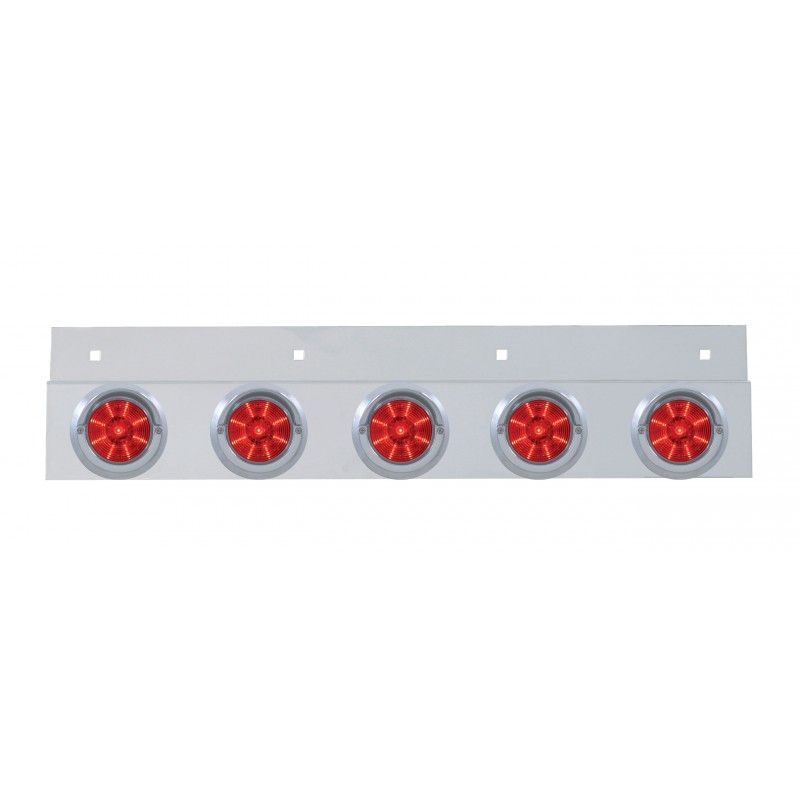 Stainless Steel Top Mud Flap Light Bracket W/ Five 9 Led 2" Low Profile Light W/ Visor - Red Lens
