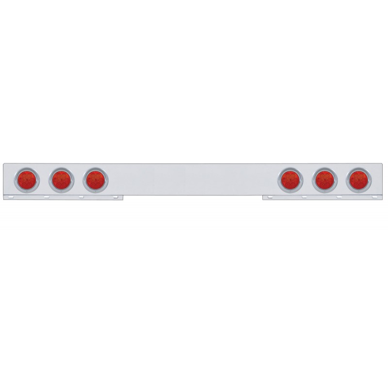 Stainless Steel 1 Piece Rear Light Bar W/ Six 7 Red Led 4" Economy Light W/ Visor - Red Lens