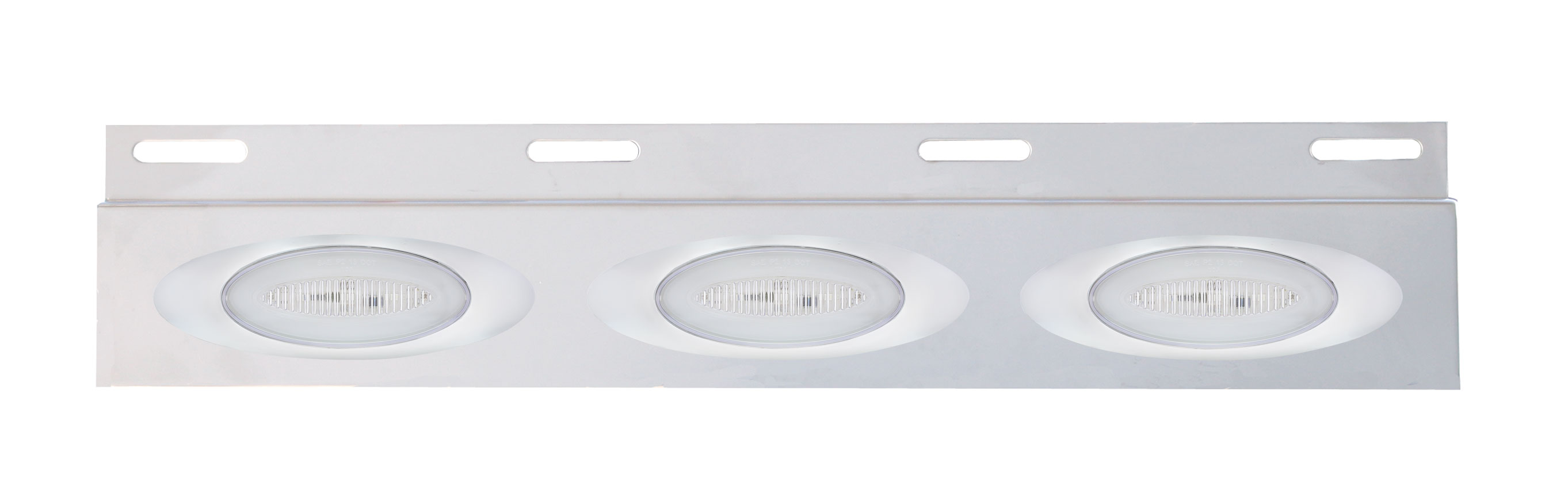 Stainless Steel Top Mud Flap Light Bracket W/ 3 13 Amber Led "M1 Millenium" Light W/Bezel - Clear Lens