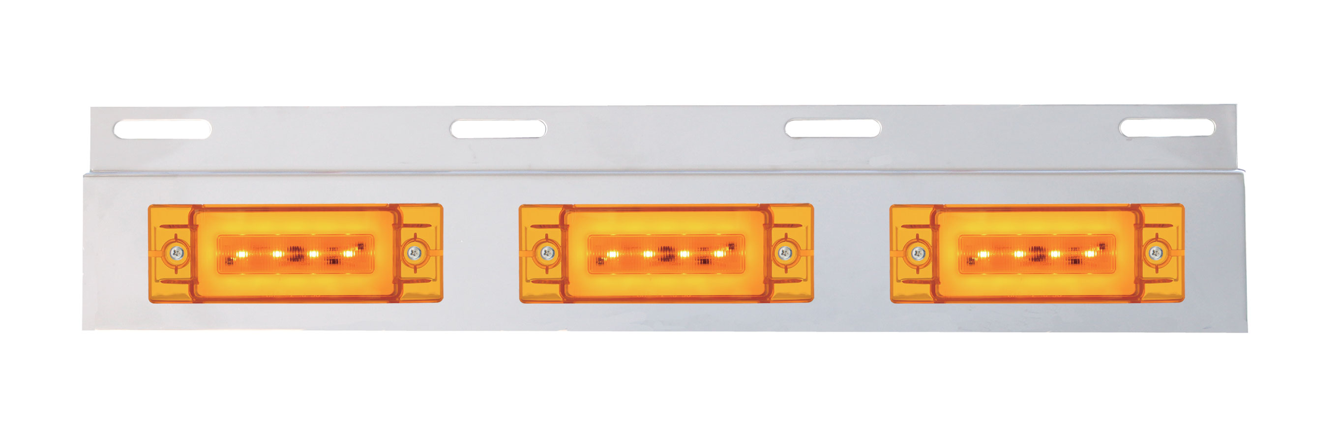 Stainless Steel Top Mud Flap Light Bracket W/ 3 16 Amber Led Large Rectangula "Glo" Light - Amber Lens