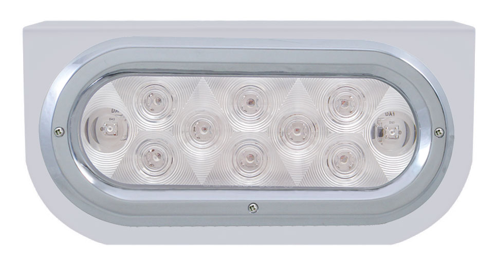 Stainless Steel Light Bracket W/ 10 Amber Led Oval Light W/ Bezel - Clear Lens
