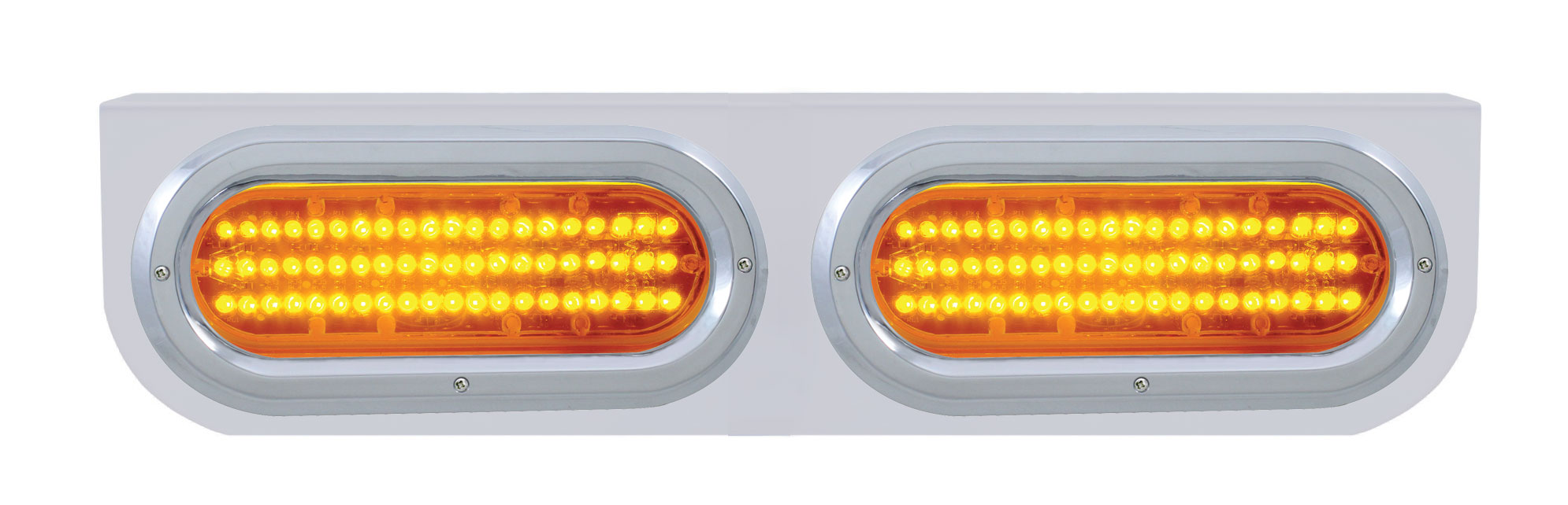 Stainless Steel Light Bracket W/ Two 60 Amber Led Oval Light W/ Bezel - Amber Lens