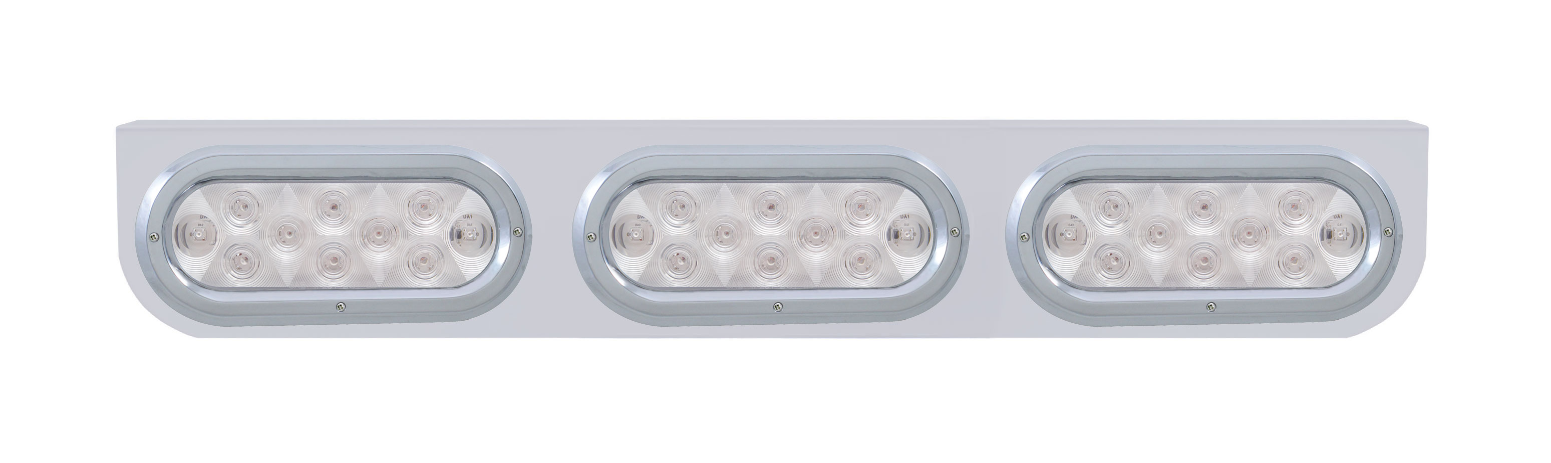 Stainless Steel Light Bracket W/ Two 10 Amber Led Oval Light W/ Bezel - Clear Lens