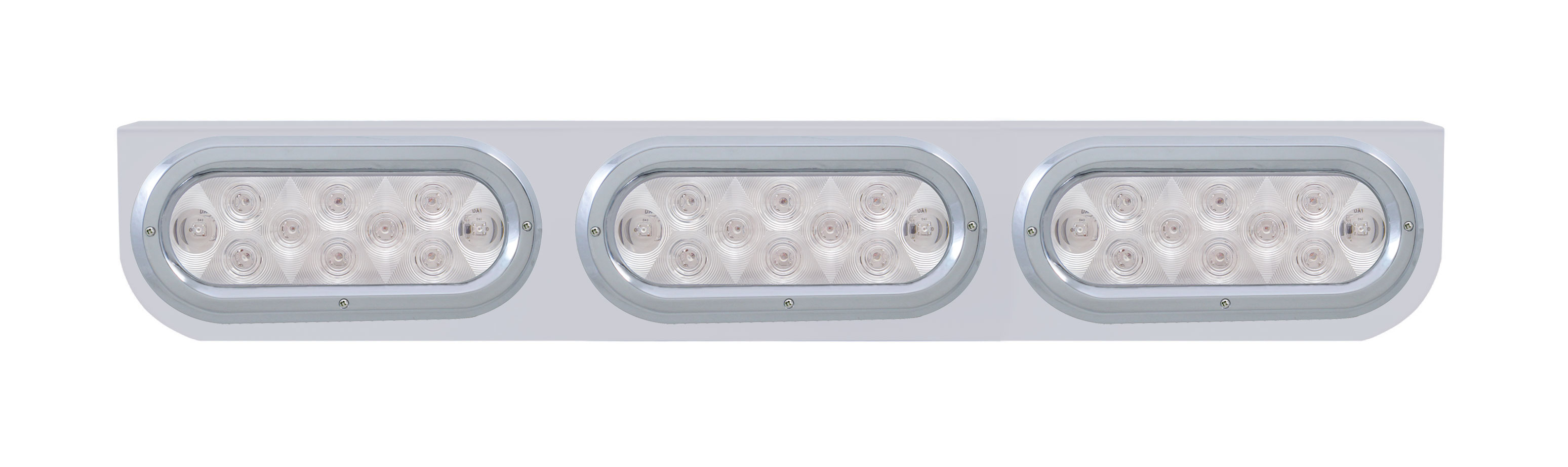 Stainless Steel Light Bracket W/ Three 10 Amber Led Oval Light W/ Bezel - Clear Lens
