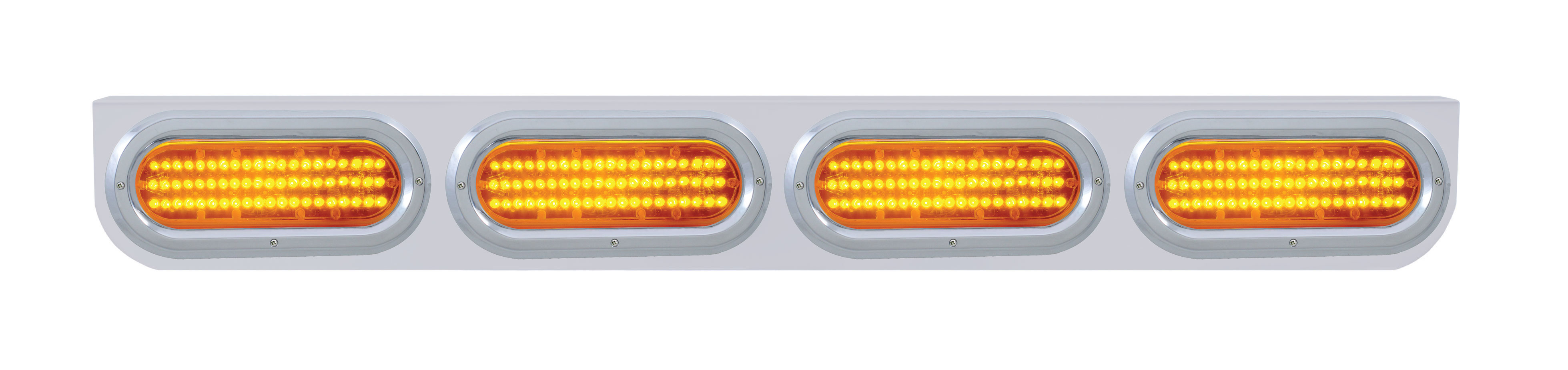 Stainless Steel Light Bracket W/ Four 60 Amber Led Oval Light W/ Bezel - Amber Lens