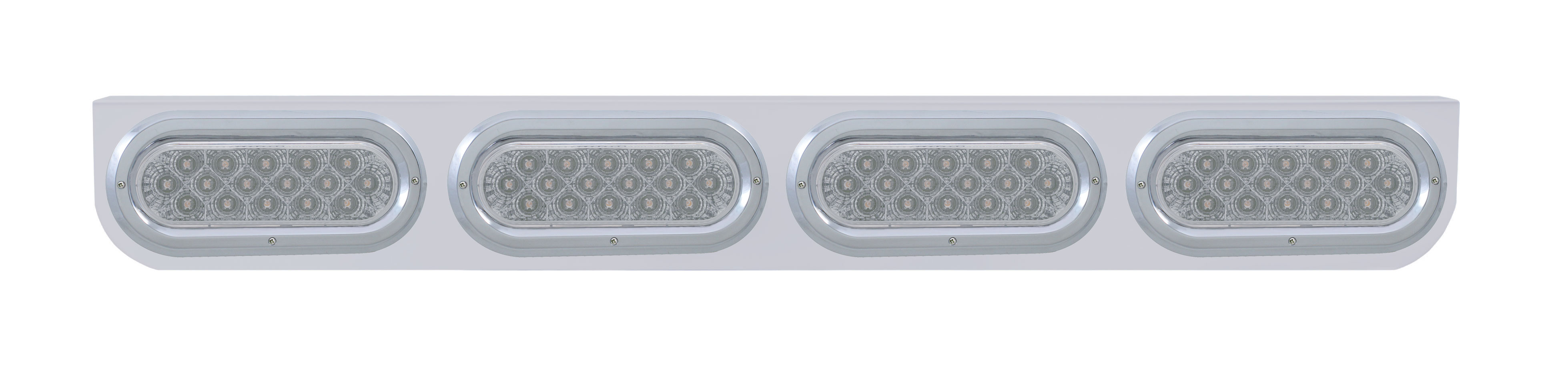 Stainless Steel Light Bracket W/ Four 16 Amber Led Oval Light W/ Bezel - Clear Lens