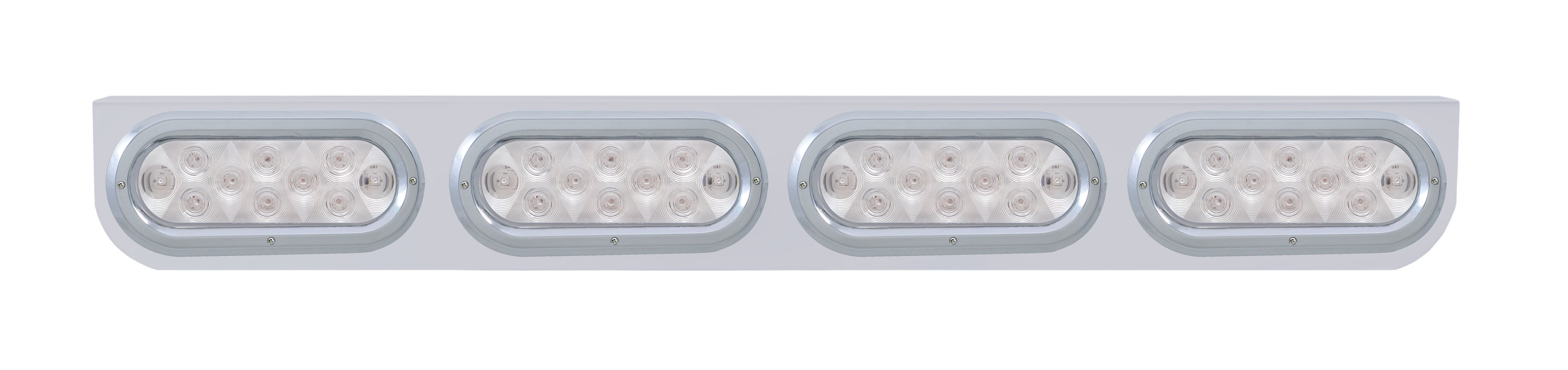 Stainless Steel Light Bracket W/ Four 10 Amber Led Oval Light W/ Bezel - Clear Lens