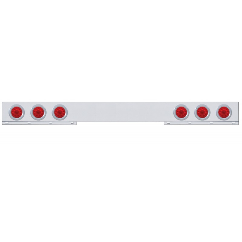 Stainless Steel Rear Light Bar W/ Six 10 Red Led 4" Light W/ Bezel - Red Lens