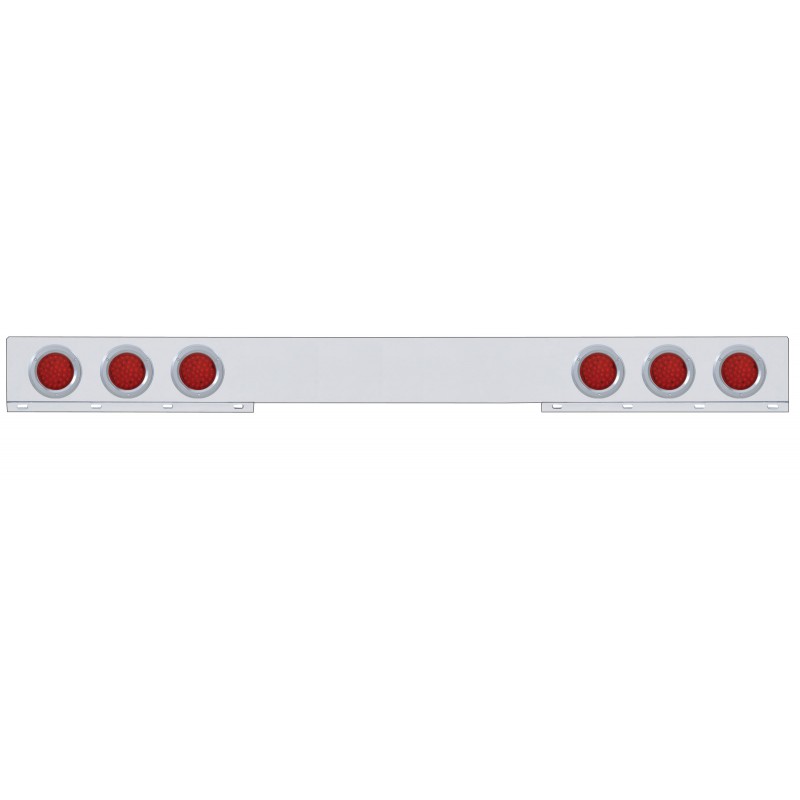 Stainless Steel 1 Piece Rear Light Bar W/ Six 36 Red Led 4" Economy Light W/ Bezel - Red Lens