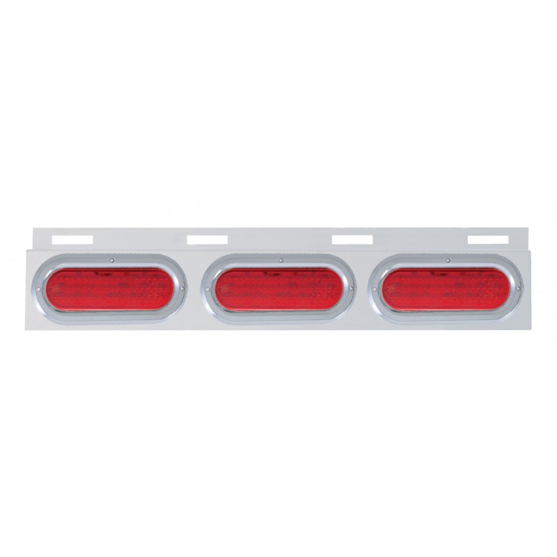 Stainless Steel Top Mud Flap Light Bracket W/ Three 60 Led Oval Light W/ Bezel - Red Lens