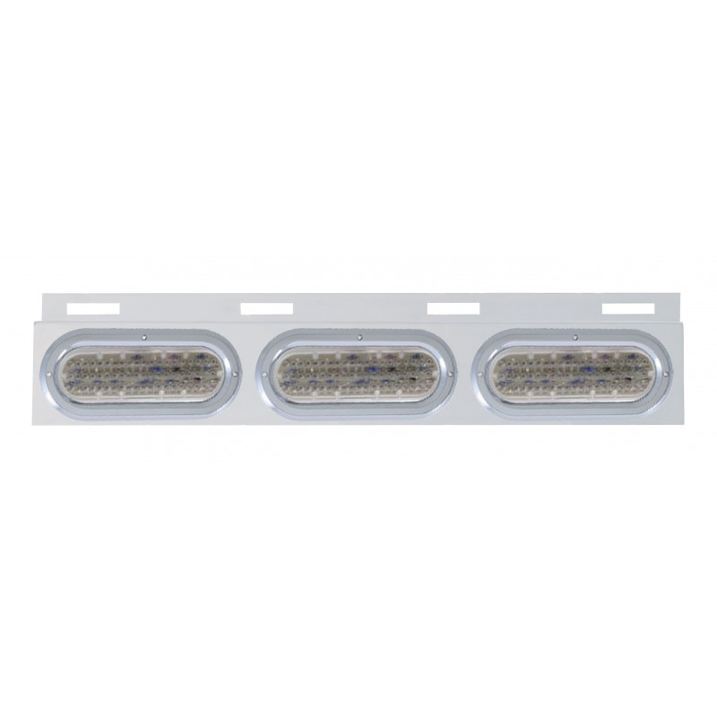 Stainless Steel Top Mud Flap Light Bracket W/ Three 60 Led Oval Light W/ Bezel - Clear Lens