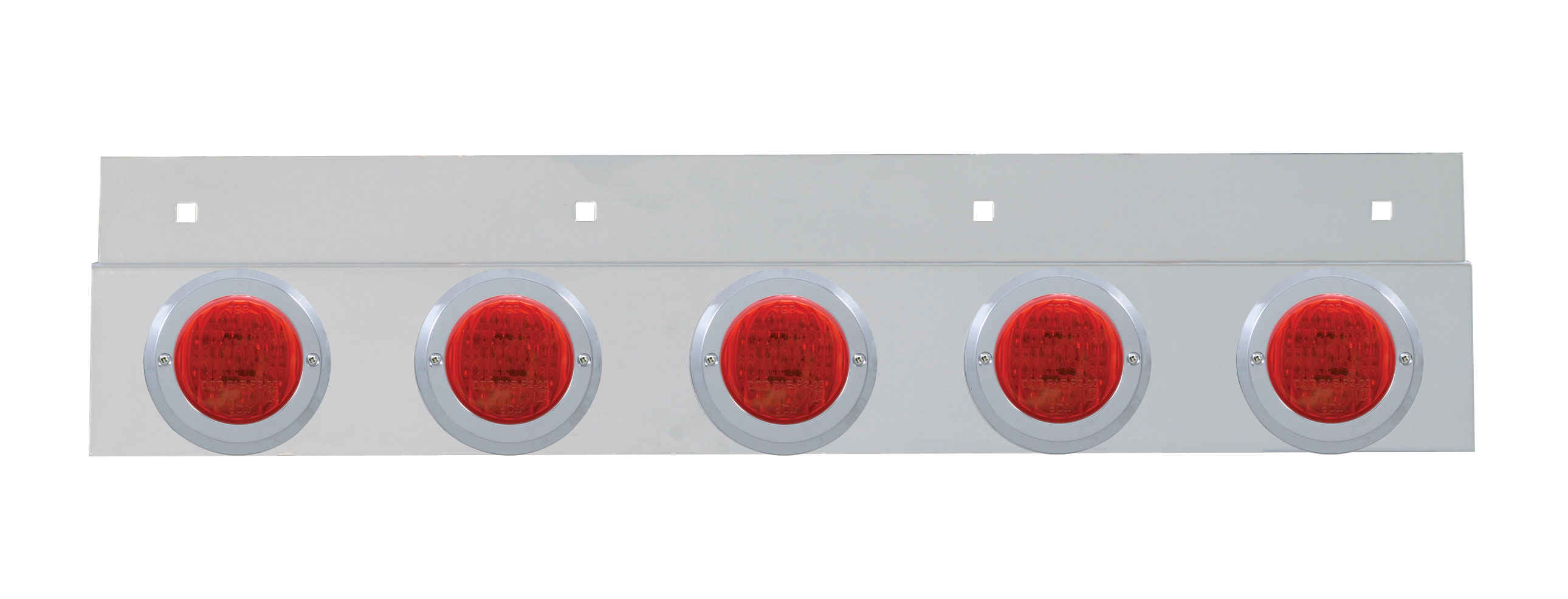 Stainless Steel Top Mud Flap Light Bracket W/ Five 9 Led 2" Clearance/Marker Light W/ Bezel - Red Lens