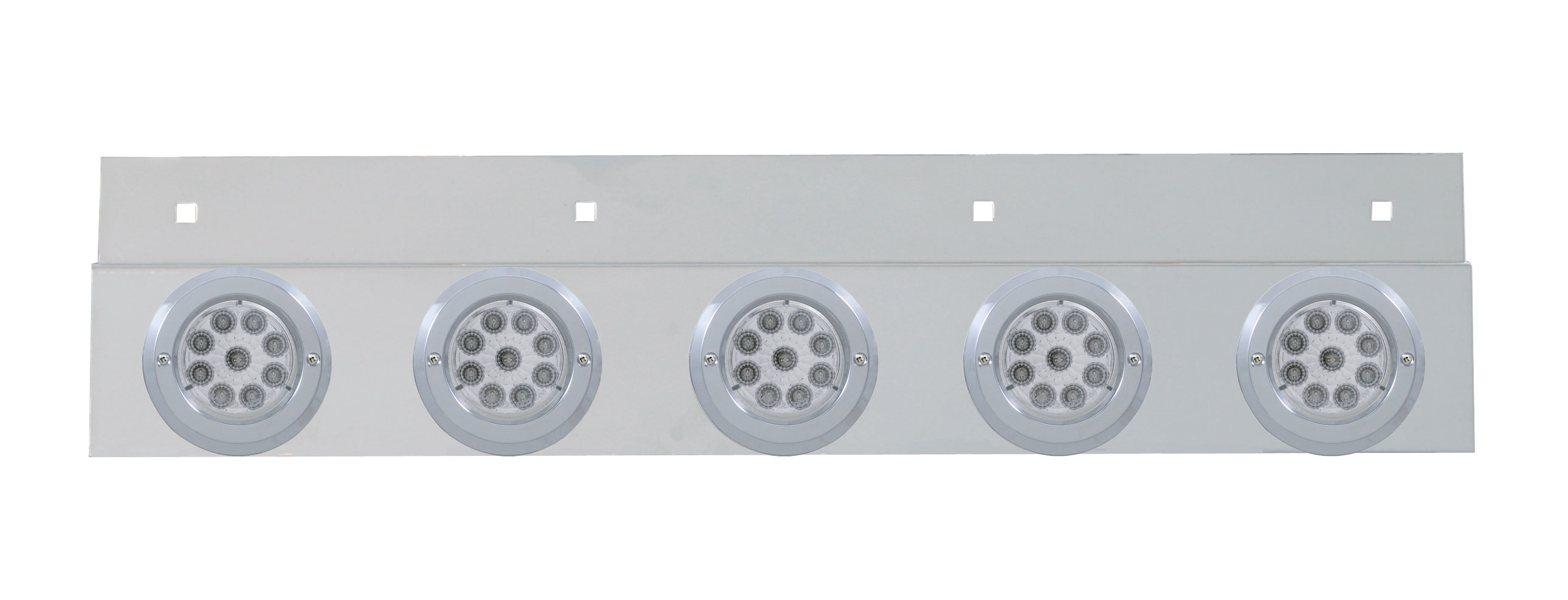 Stainless Steel Top Mud Flap Light Bracket W/ Five 9 Led 2" Reflector Light W/ Bezel - Clear Lens