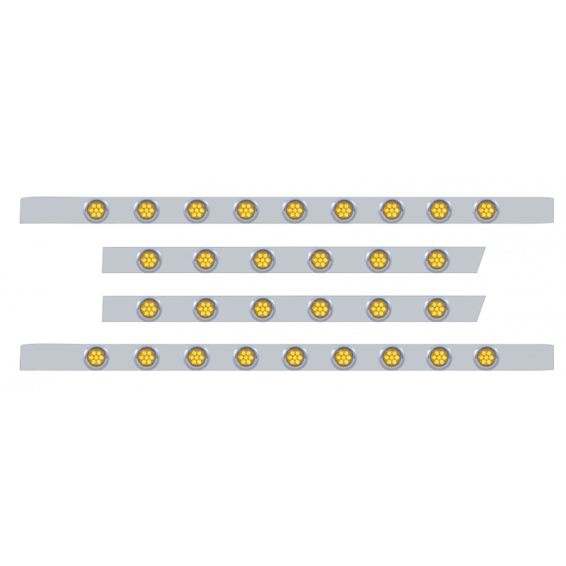 S.S. Peterbilt63" Sleeper Light Panel With Thirty 7 Amber Led 2" Reflector Light With Visor - Amber Lens