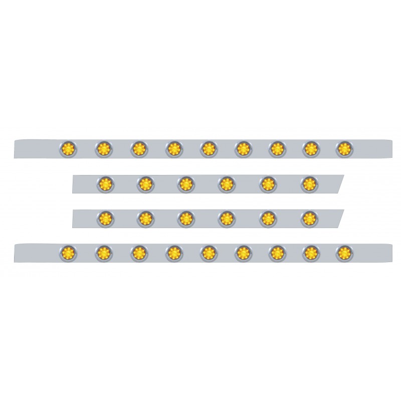 S.S. Peterbilt63" Sleeper Light Panel With Thirty 9 Amber Led 2" Beehive Light With Visor - Amber Lens