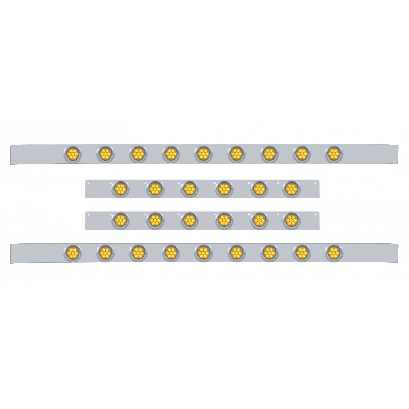 S.S. Kenworth60" Sleeper Light Panel With Thirty 7 Amber Led 2" Reflector Light With Visor - Amber Lens