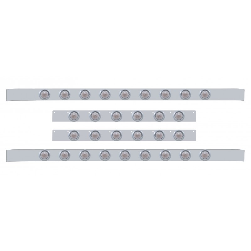 S.S. Kenworth60" Sleeper Light Panel With Thirty 9 Amber Led 2" Beehive Light With Visor - Clear Lens