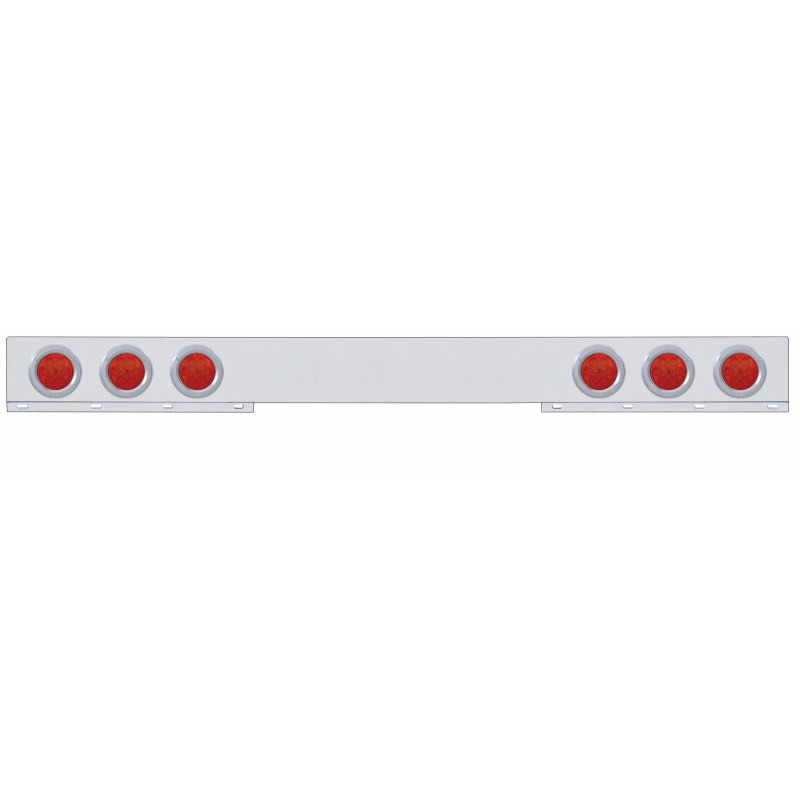 Chrome 1 Piece Rear Light Bar W/ Six 7 Red Led 4" Economy Light W/ Bezel - Red Lens