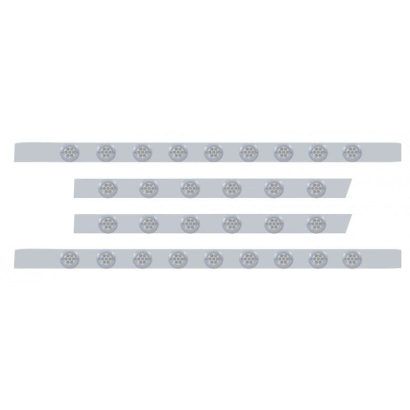 S.S. Peterbilt63" Sleeper Light Panel With Thirty 7 Amber Led 2" Reflector Light With Bezel - Clear Lens